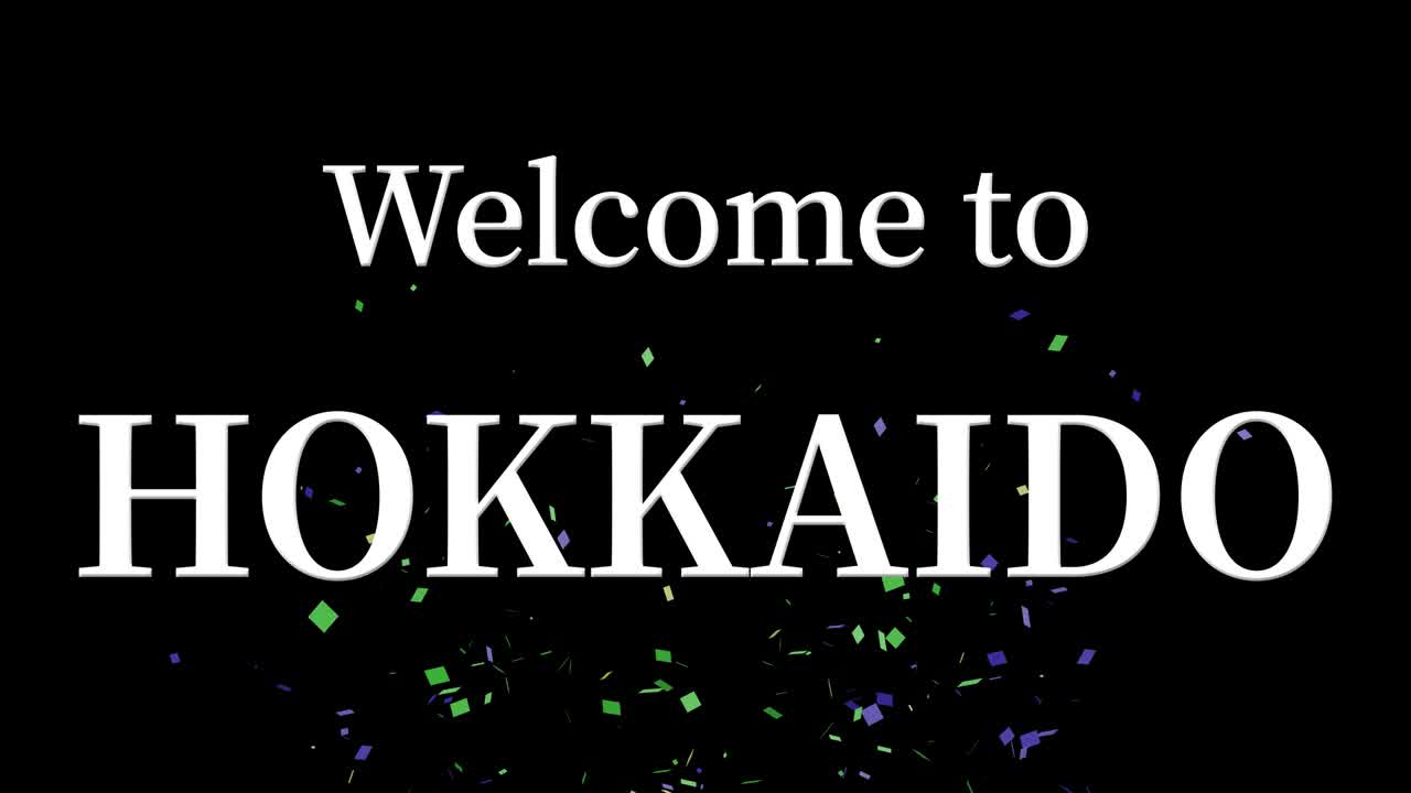 bienvenido a hokkaido mensaje de texto animación gráficos en movimiento