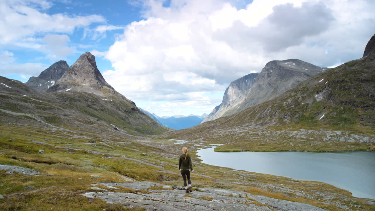 Woman Hiking in Norwegian Mountains