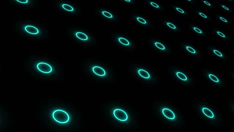 los círculos azules en fondo azul oscuro cambian de tamaño con el movimiento de perspectiva. animación realista en bucle.