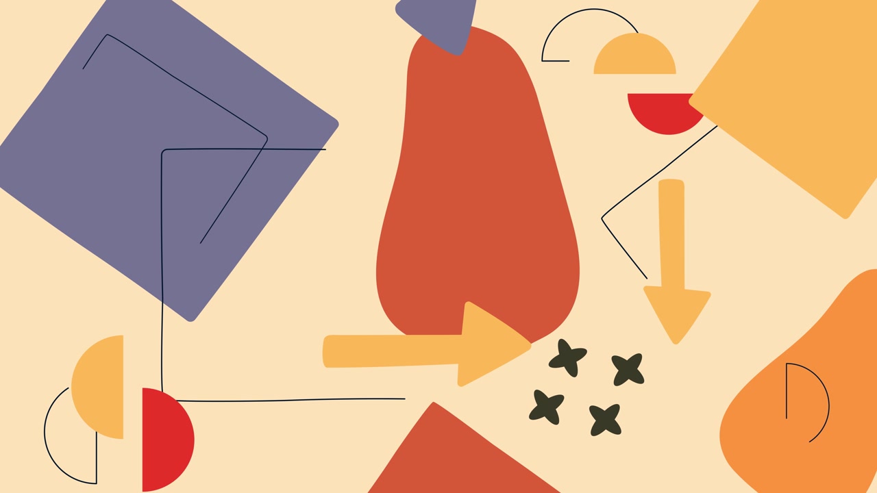 Abstrakt bevægelsesgrafik baggrund med farverige geometriske og organiske former