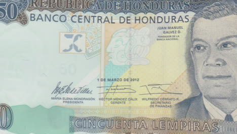 honduran 50 lempiras banknote on green screen