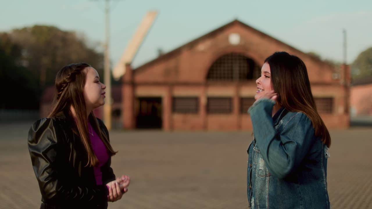 Friends interacting outdoors, a sequence of communication and reactions