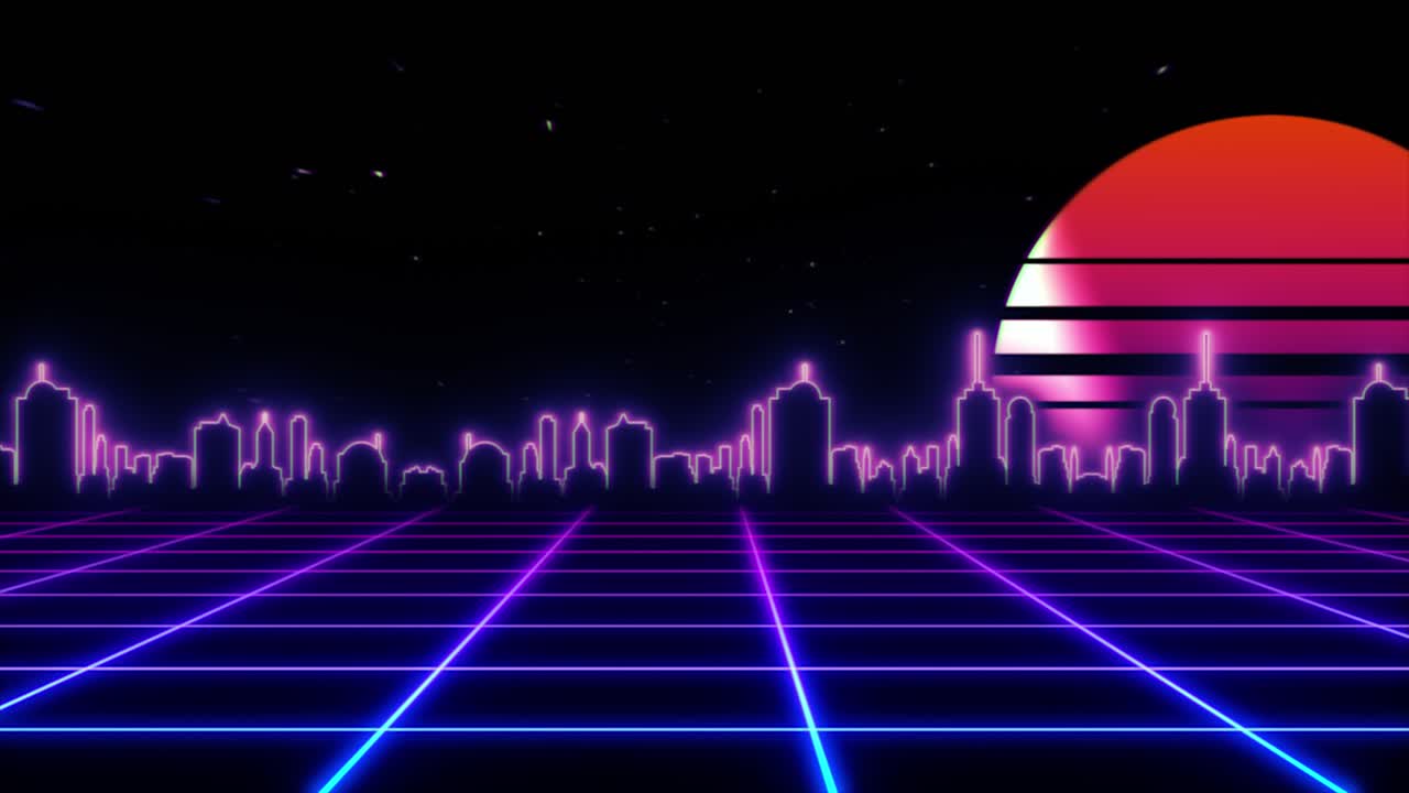 Retro Futuristic Cityscape at Night