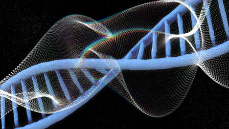 animation of dna strand over moving shapes