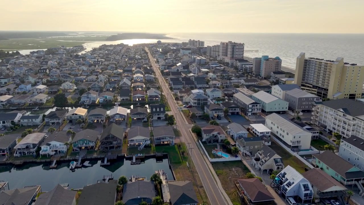 luftfoto som avslører feriehus i Cherry Grove, Sør-Carolina