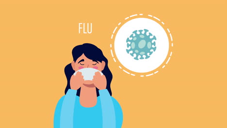 woman with coronavirus flu symptom character