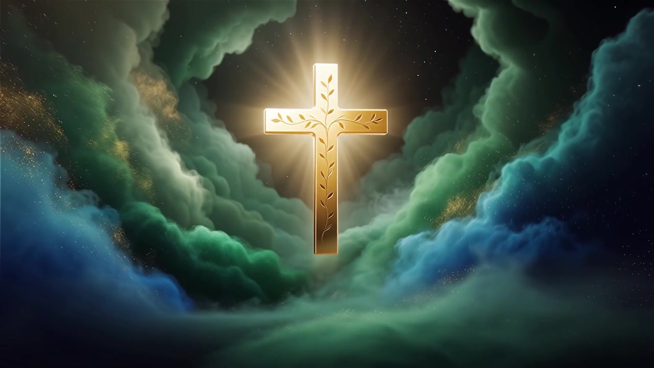 Christian Cross Heavenly Light Worship Background