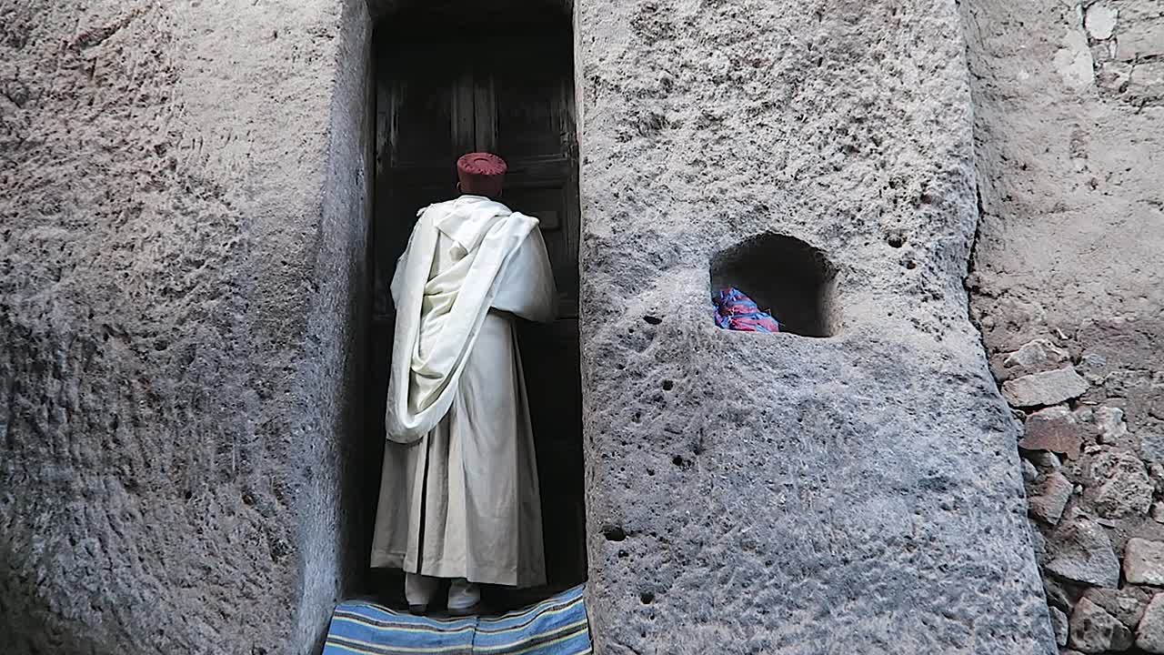 Ethiopian monk in a door temple.