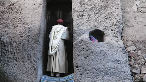 ethiopian monk in a door temple.