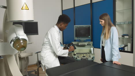 doctor and patient during ultrasound procedure