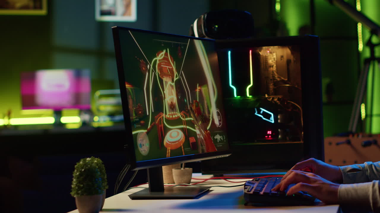 Excited gamer dancing around after receiving winner screen for killing all enemies