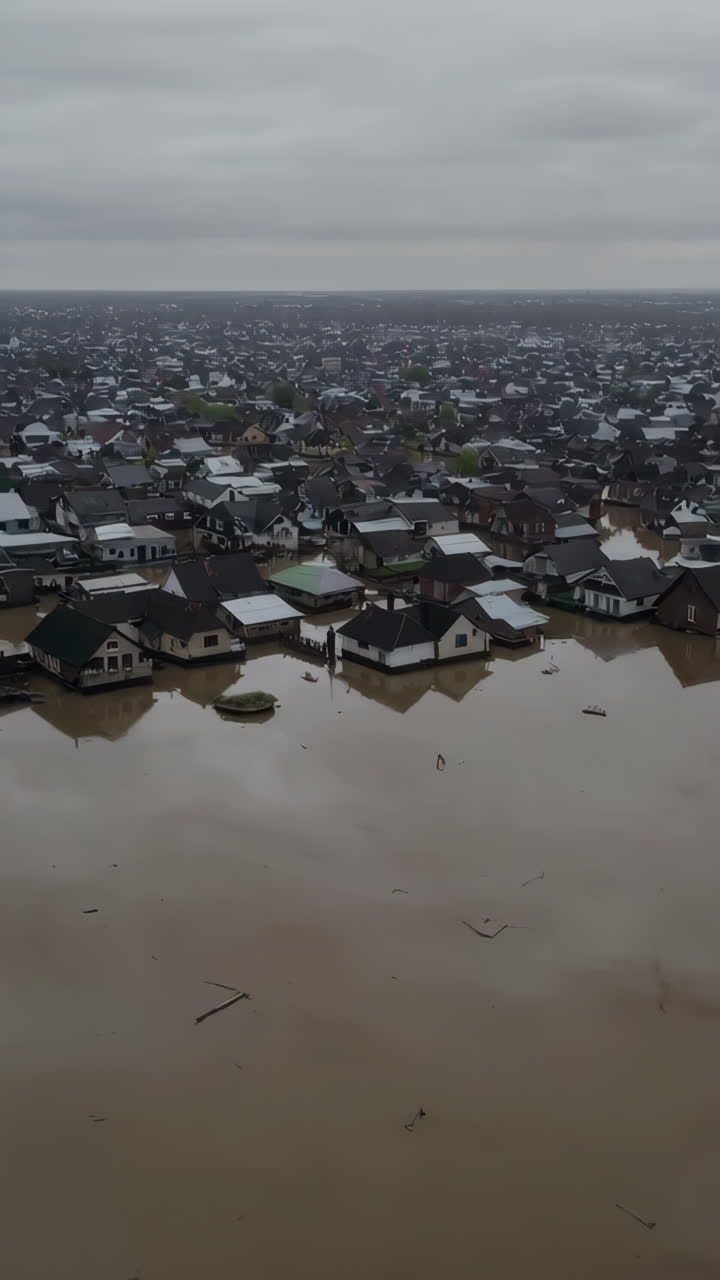 Luftfoto av et oversvømmet boligområde