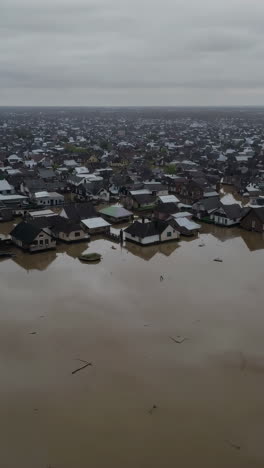 aerial view of a flooded residential area