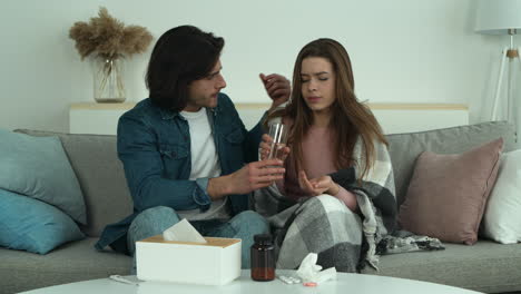 couple caring for a sick person at home