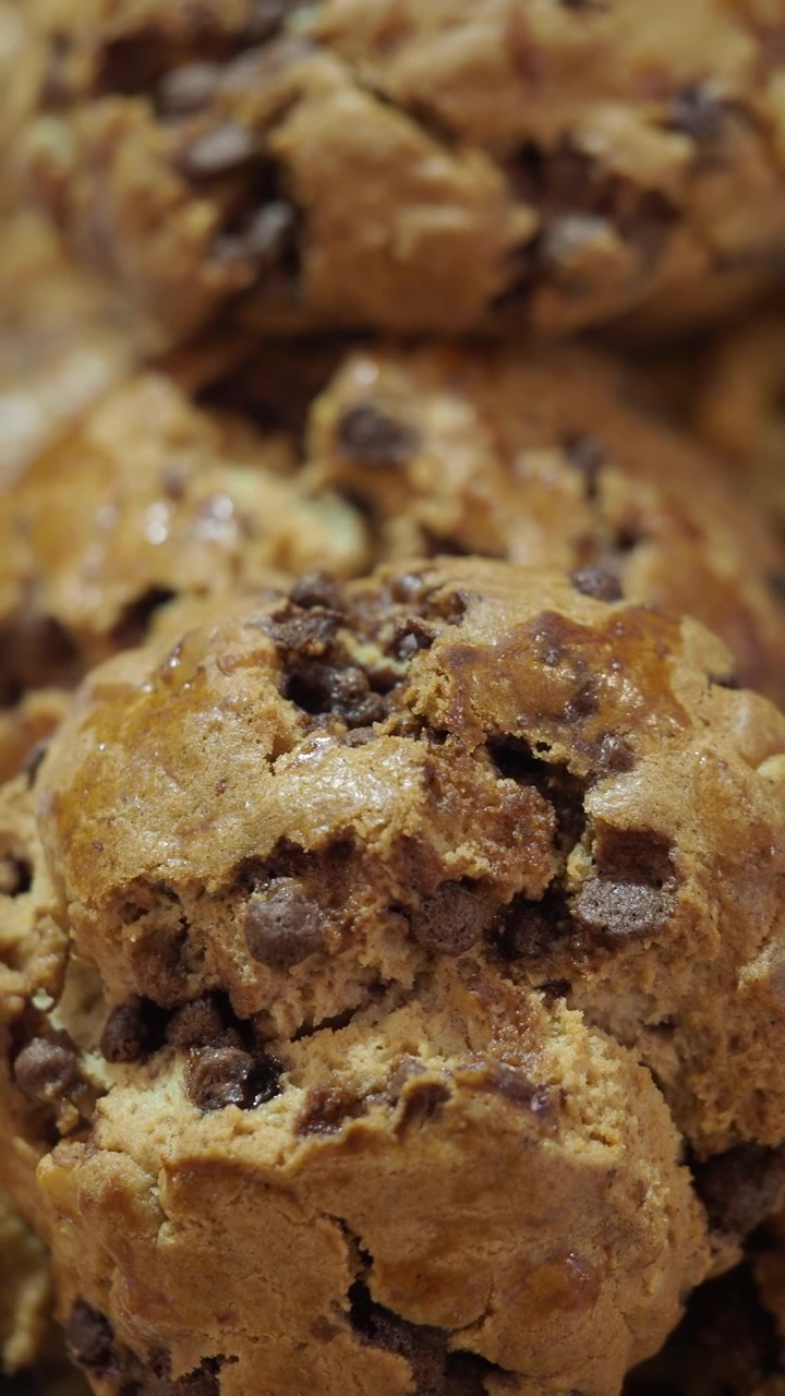 Close-up of Freshly Baked Chocolate Chip Cookies