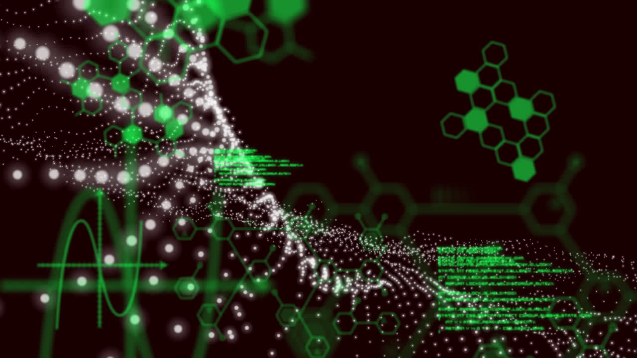 animación de diversos procesamientos de datos sobre luces en un fondo digital negro