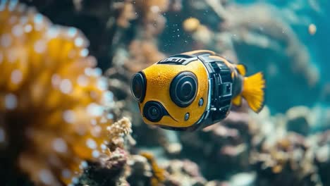 robotic fish in coral reef
