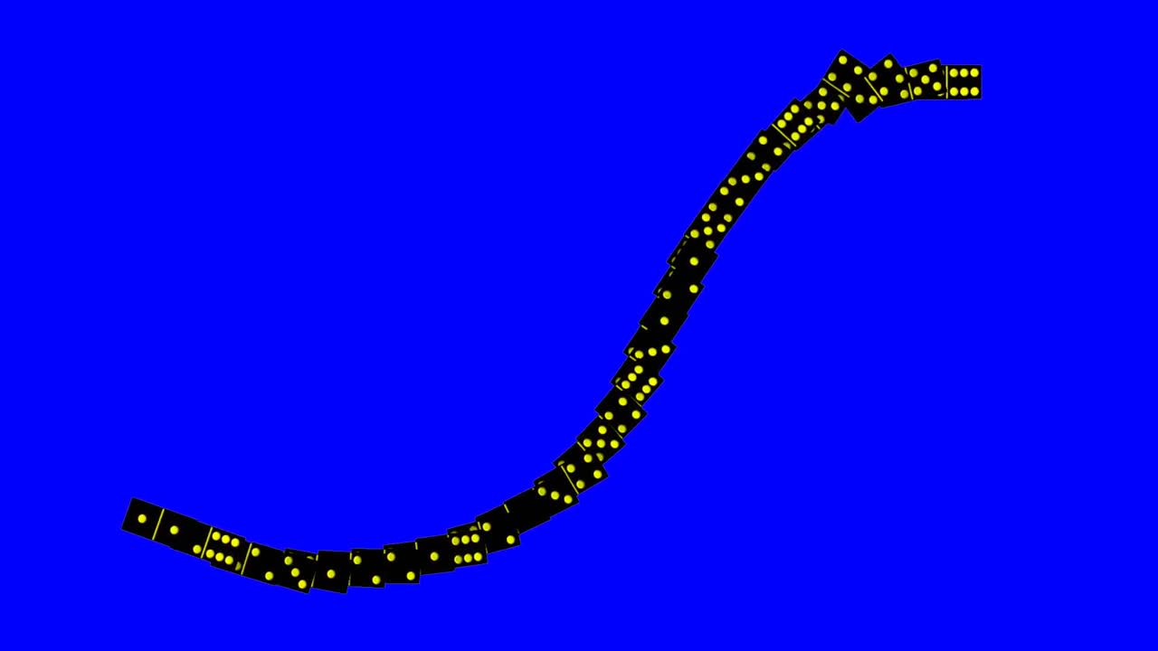 블랙 도미노가 파란색 배경에 서 있습니다.