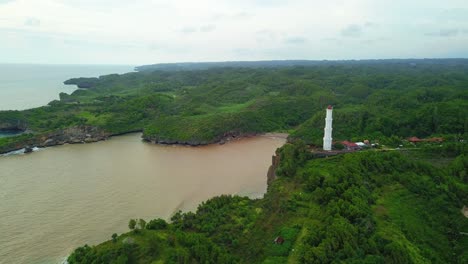 Lighthouse-on-steep-bluff-overlooking-Indian-Ocean-warning-passing-ships