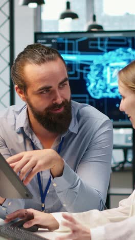 vertical video mentor teaching young employee to troubleshoot software errors using ai