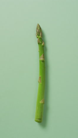 vertical video of fresh stalk of asparagus on green background