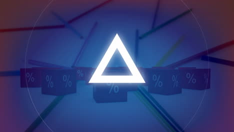 animazione di triangoli luminosi su blocchi con simbolo percentuale