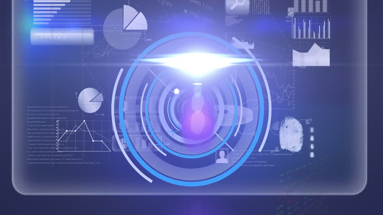 animación del radar moviéndose sobre gráfico científico y datos