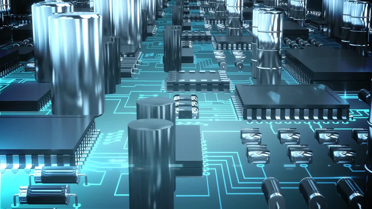 전자 회로판의 클로즈업