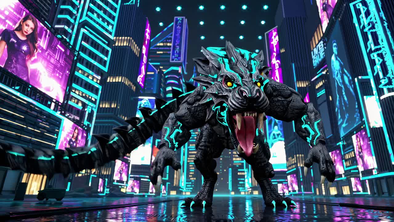 Cyberpunk Dragon in a Neon City