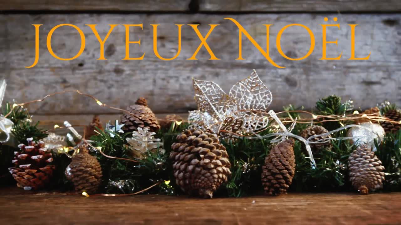 Joyeux No&Atilde;&laquo;l written over Christmas decorations