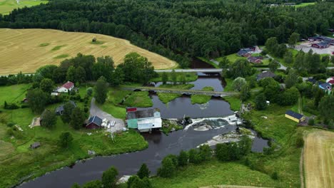 asebro village in stunning aerial view, mellerud, dalsland, sweden