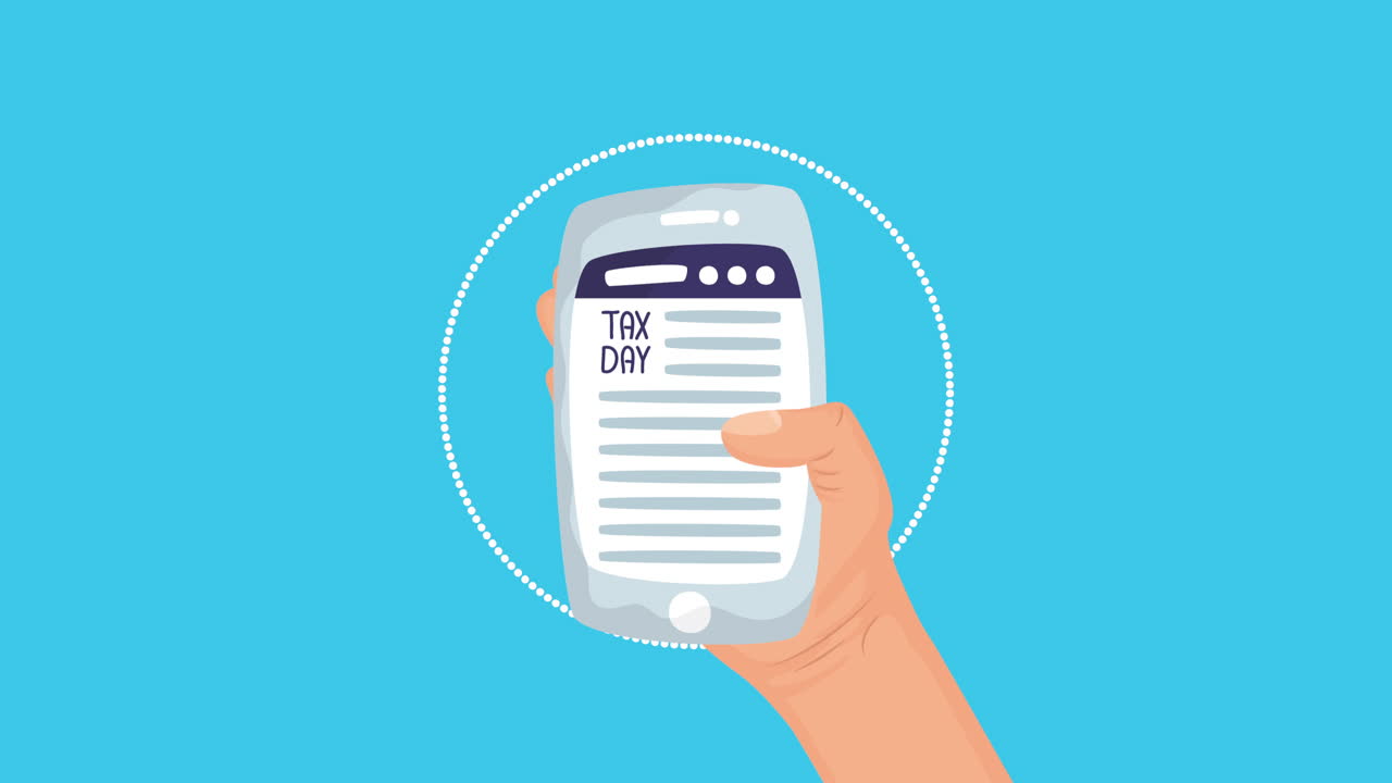 tax day animation with smartphone pay online