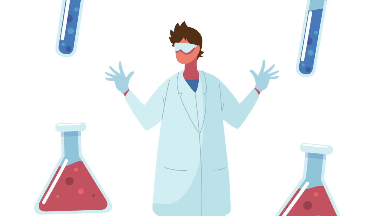 laboratory scientist with test tubes equipment