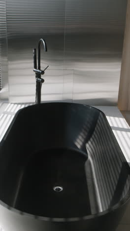 modern black bathtub in a stylish bathroom