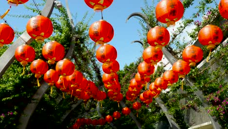 Chinesische-Laterne,-Die-Während-Des-Buddha-Festivals-2018-An-Der-Straße-Hängt