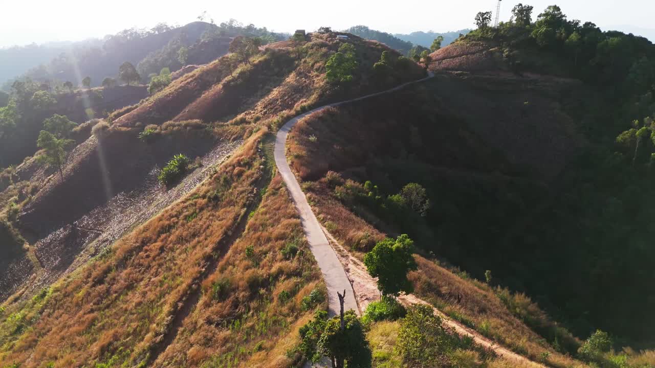 aerial sunset of doi chang mountains in Chiang mai region north of Thailand