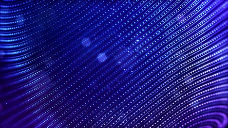 4k fondo de partículas de ciencia ficción en bucle con bokeh y efectos de luz. las partículas azules brillantes forman líneas, superficies, estructuras complejas en movimiento suave como en el microworld o el espacio. 11