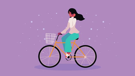 young woman in bicycles characters