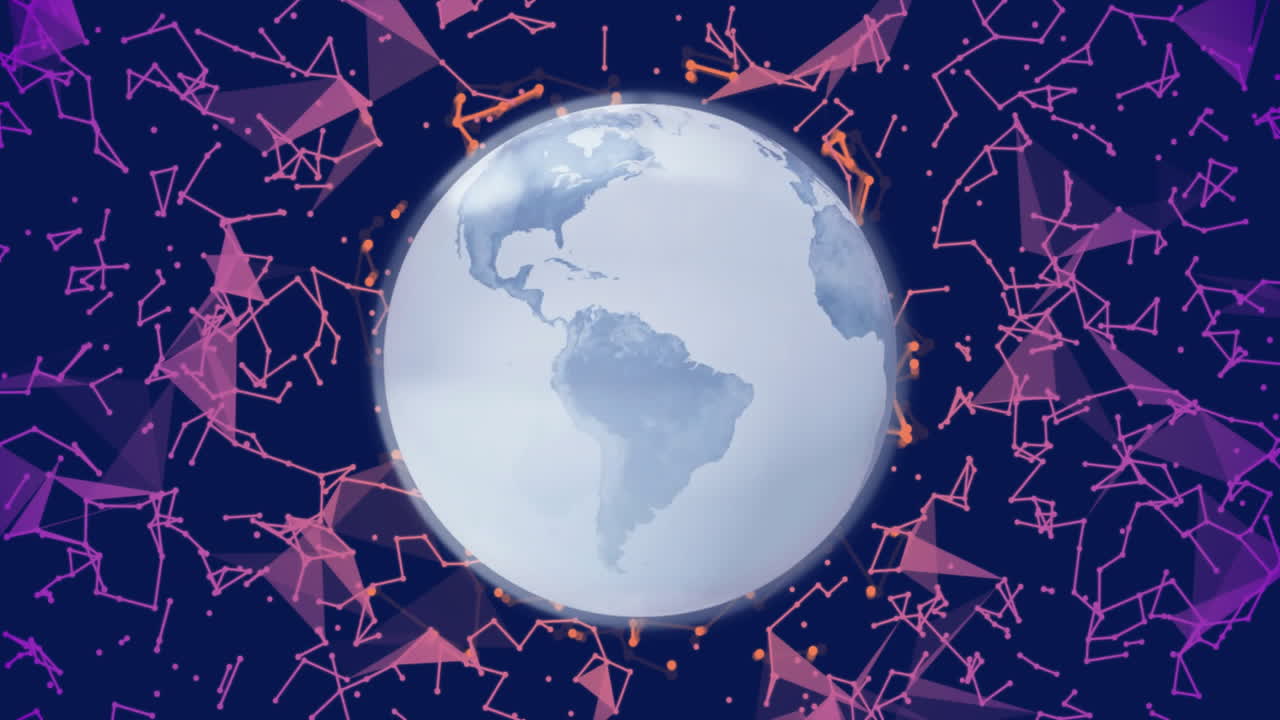 анимация сети соединений по всему миру