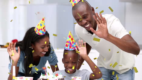 young family celebrating birthday