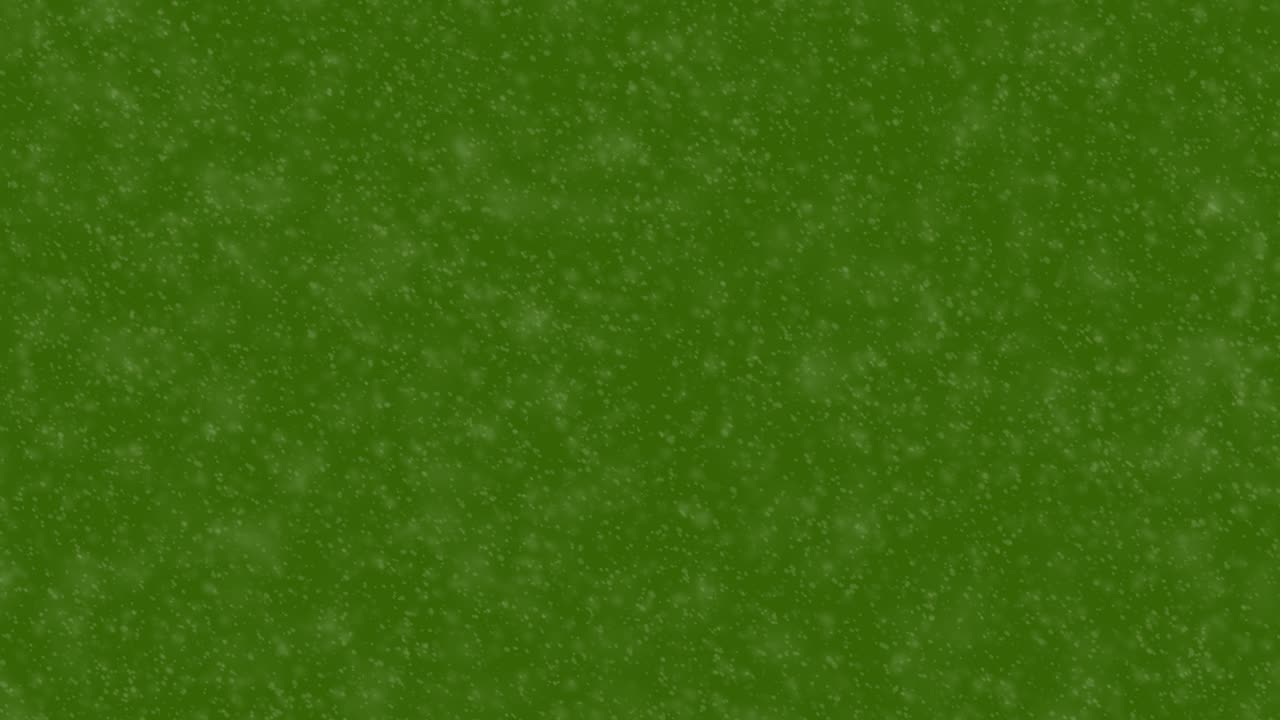 초록색 화면 배경에서 바람이 불면 눈이 내리는 애니메이션 - 원활한 루프