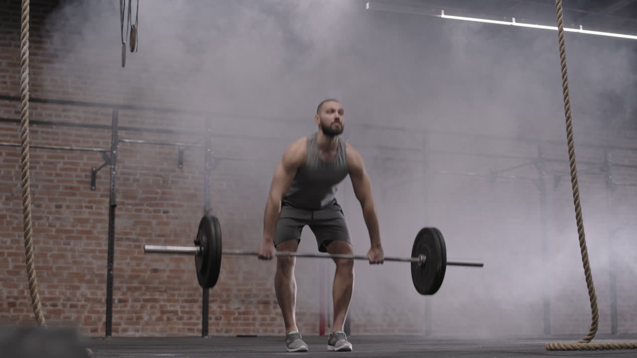 Male Powerlifter Lifting Barbell
