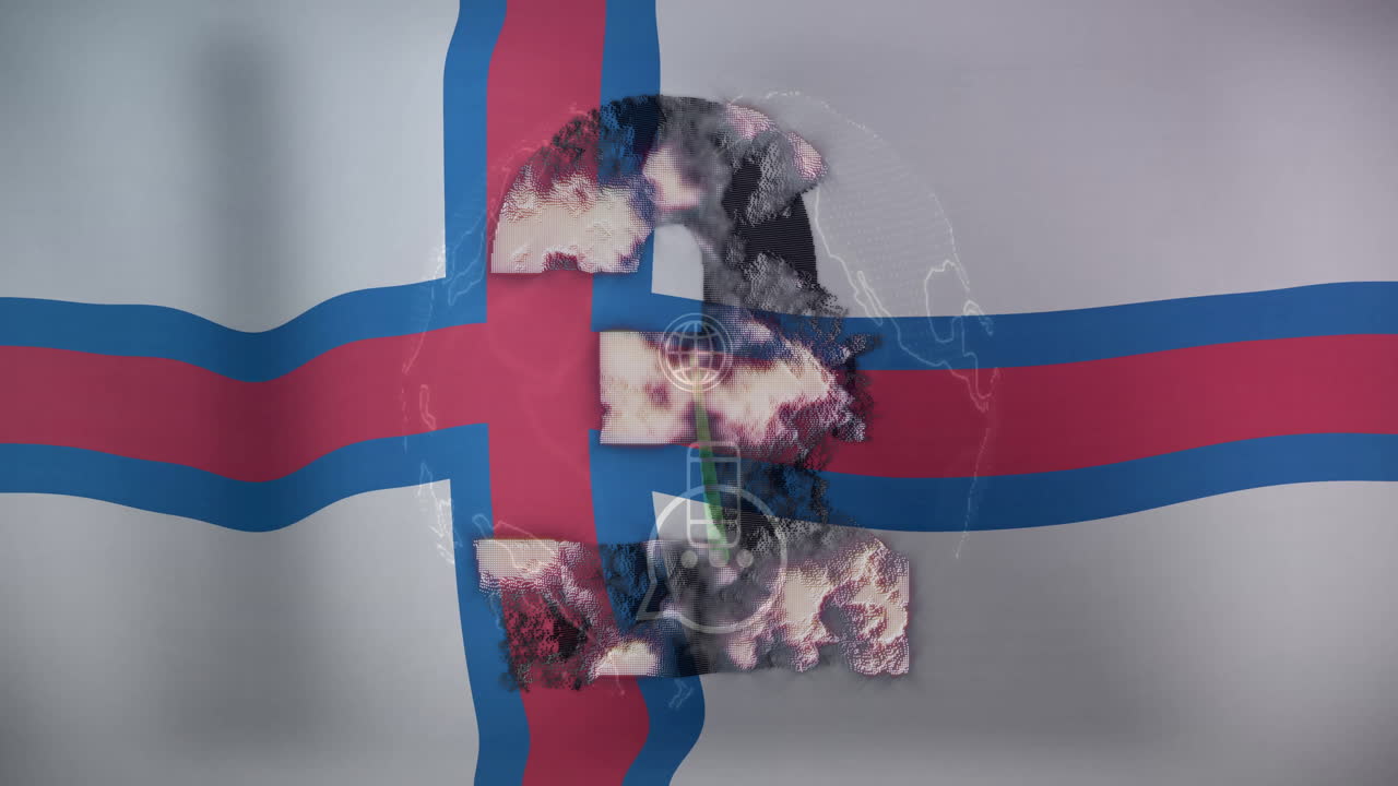 페로 제도 발 배경에 있는 파운드 통화 기호 애니메이션