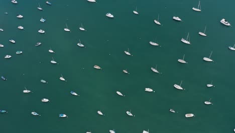 Aerial-top-view-of-yacht-cub-and-marina-on-sunny-day