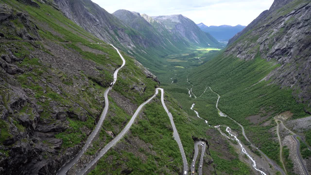 Troll's Path Trollstigen or Trollstigveien winding mountain road.