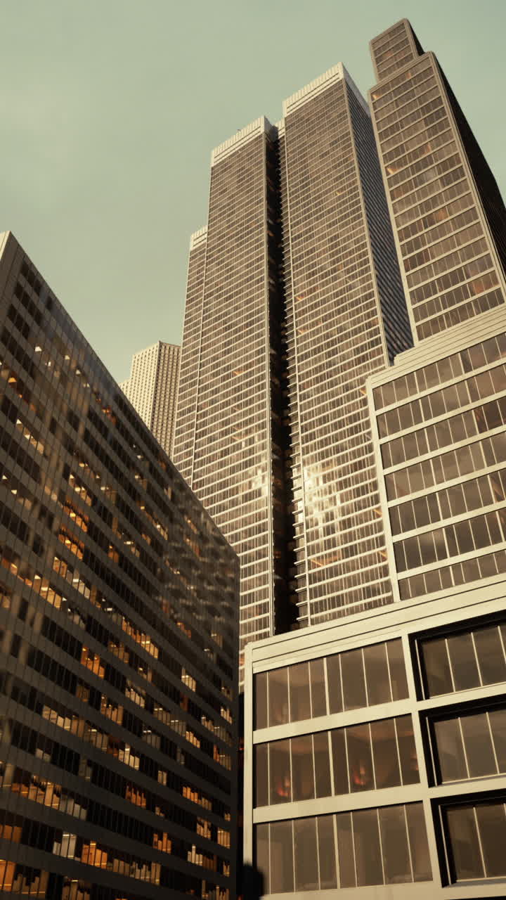 una vista de bajo ángulo de rascacielos en una ciudad