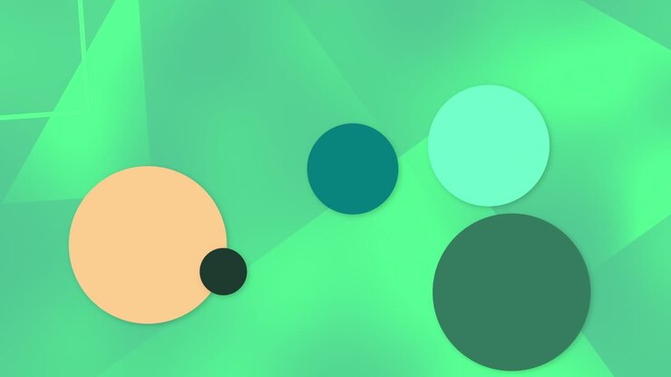 Animation geometry mix background. Seamless motion of pastel balls over minimal squared light-green pattern.