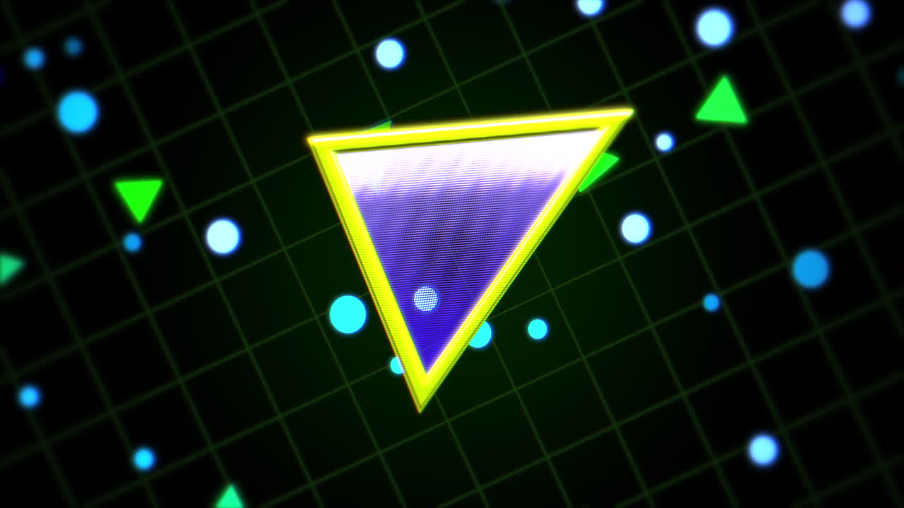 Triangolo retrò in movimento nello spazio con sfondo astratto 2