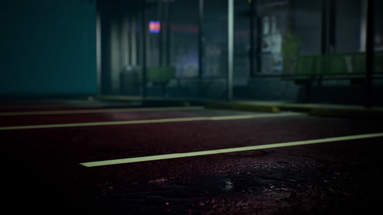 Empty Parking Lot at Night