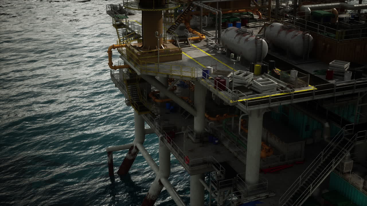 Gammel olieboreplatform i havet.
